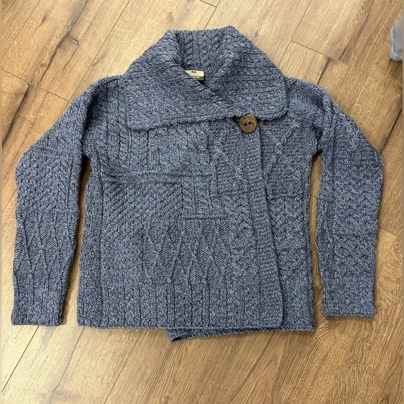 IRISH PATCHWORK CARDIGAN WITH COLLAR IN 100SOFT MARINO WOOL SIZE MEDIUM - Picture 7 of 11